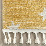 Image of a fringed area rug on floor