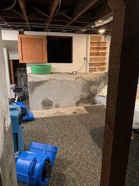 image of water damage restoration drying equipment in Northeast Portland basement