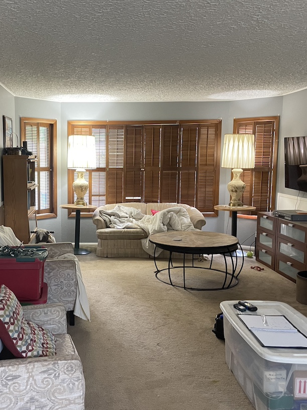 Image of a water damaged living room ceiling in Salmon Creek WA.